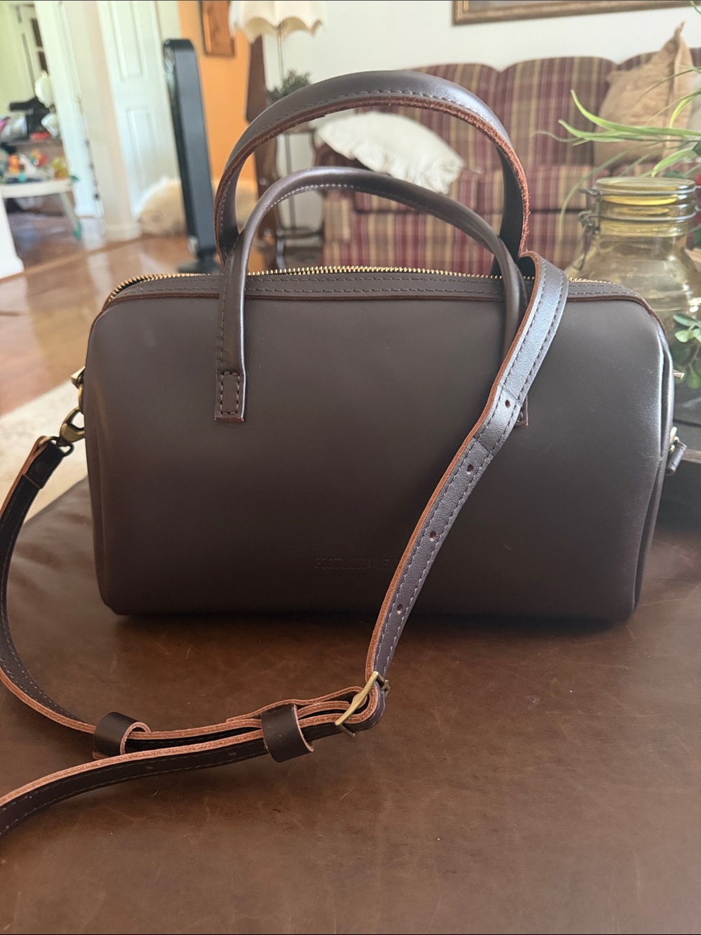 Portland Leather Dark Brown Women's Satchel with Adjustable Strap